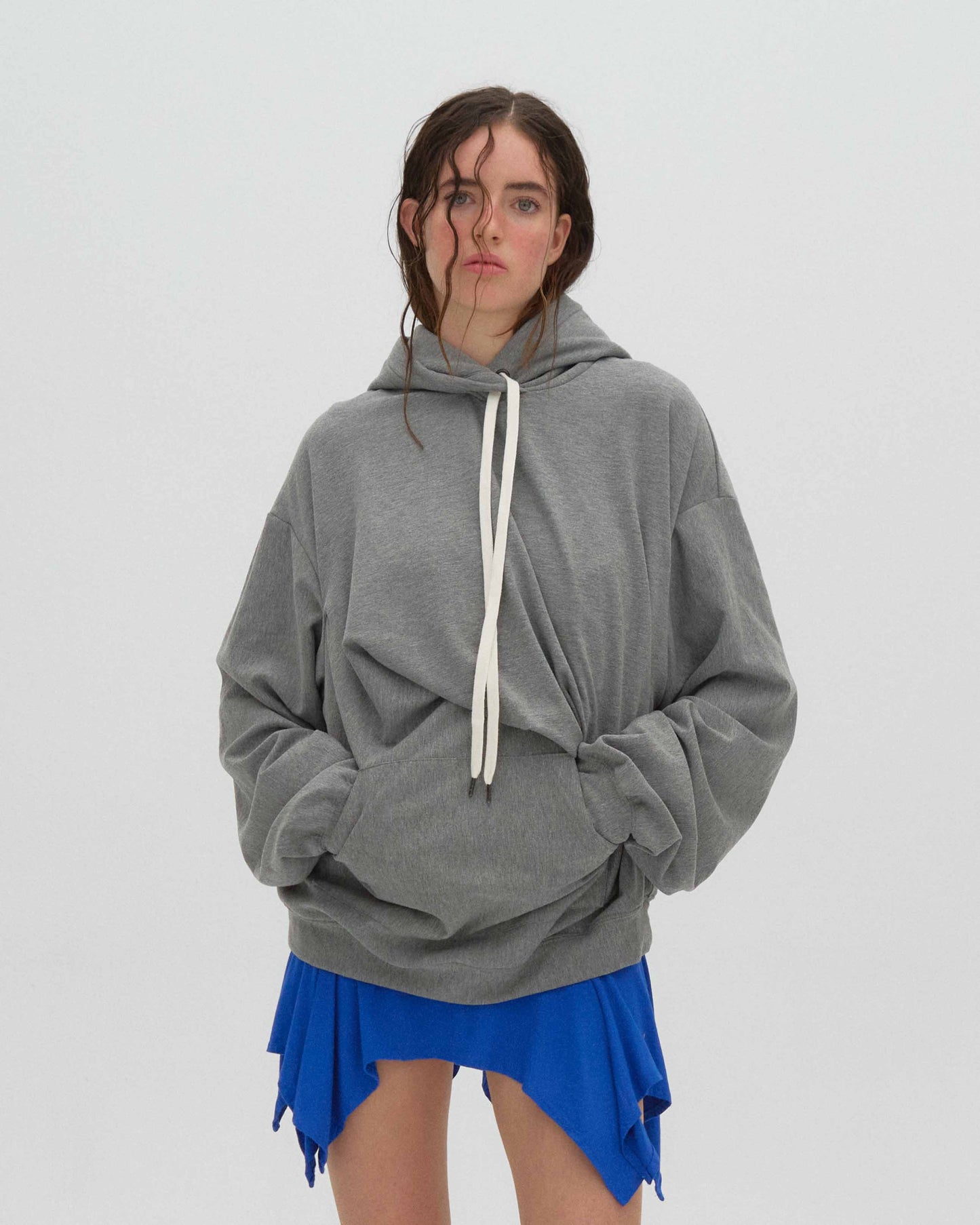 tucked in oversized sweatshirt