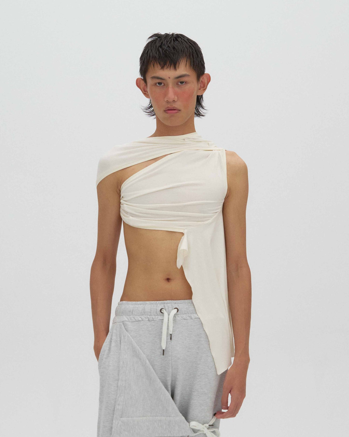 backless draped top
